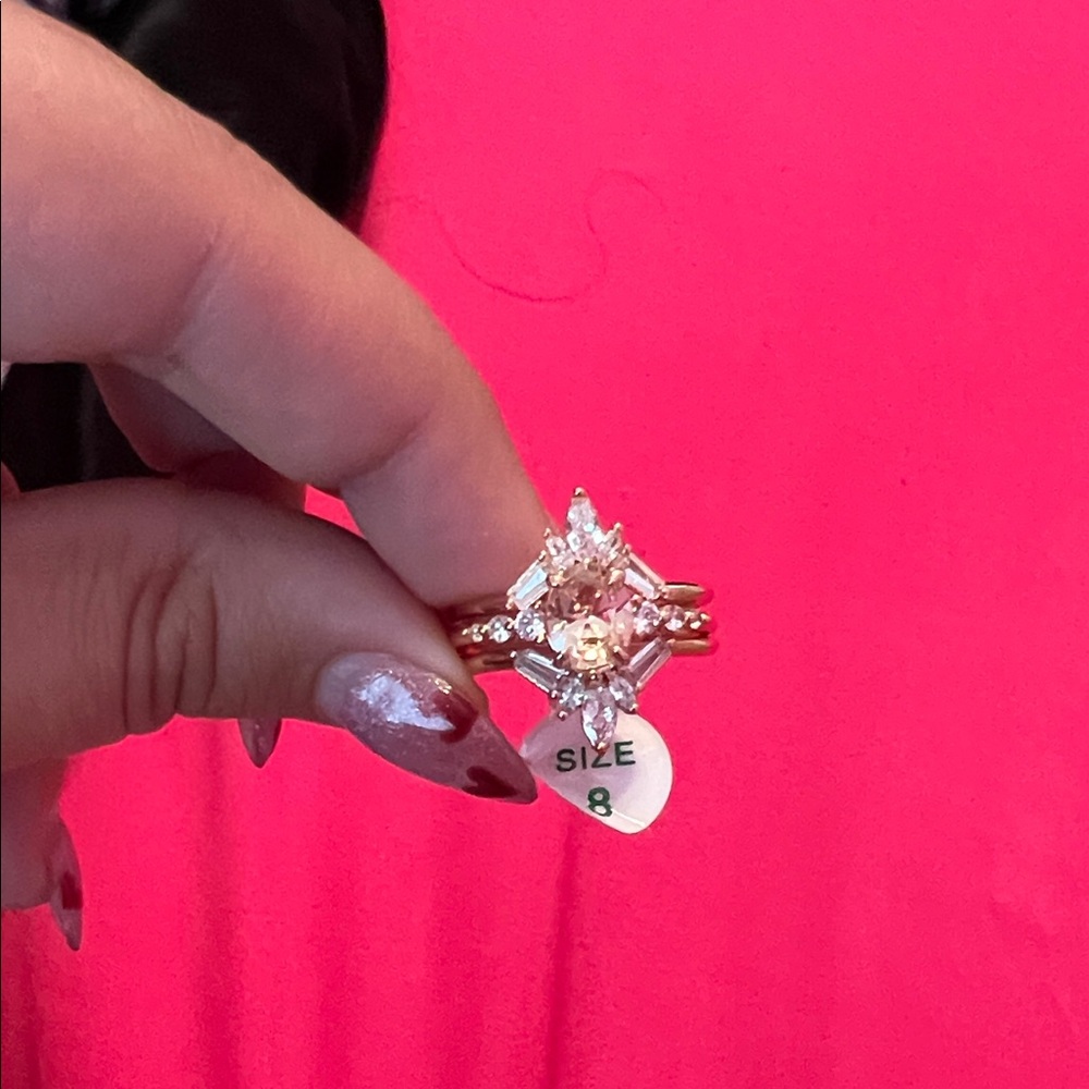 Gold and Silver Women's Ring with Crystal Accents